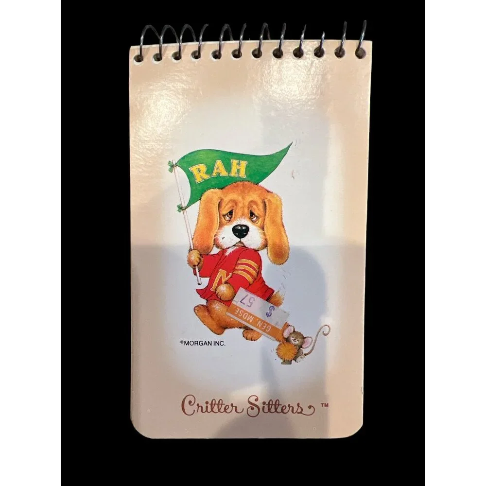 80s Mead Memo Pad Critter Sitters Dog & Mouse Cheer Squad, Notebook‎ Has Writing